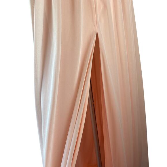 David's Bridal Pale Peach Size 4 Maxi One Shoulder Lace Dress F17063 Bellini - Picture 6 of 11